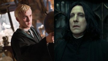 Tom Felton como Draco Malfoy (Foto: Reprodução/Warner Bros.) e Alan Rickman como Severo Snape (foto: Reprodução/Warner Bros.)