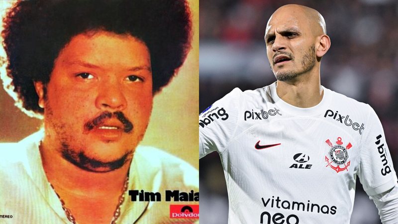 Tim Maia na capa de Tim Maia (Foto: Reprodução/Polydor) e Fábio Santos em jogo do Corinthians (Foto: Luciano Bisbal/Getty Images)