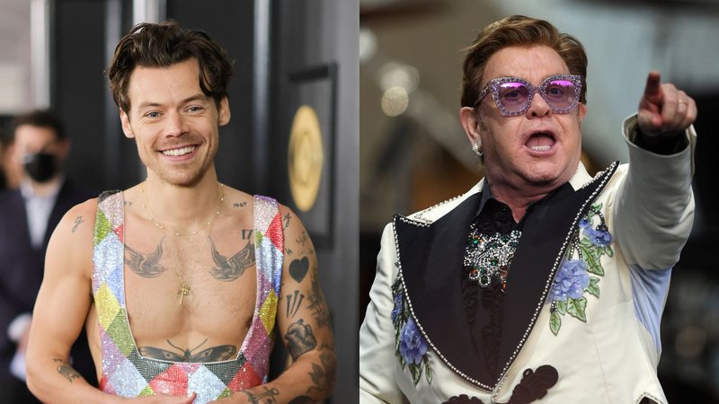 Harry Styles (Foto: Neilson Barnard/Getty Images for The Recording Academy) e Elton John (Foto: Kerry Marshall/Getty Images)