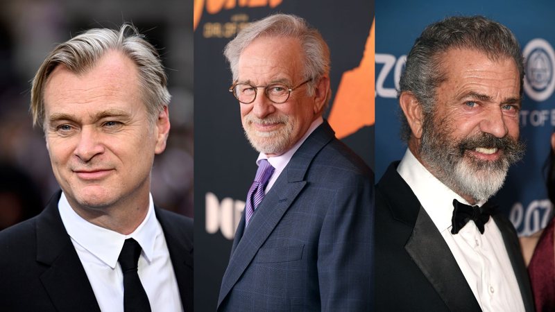 Christopher Nolan, Steven Spielberg e Mel Gibson (Gareth Cattermole/Getty Images | Jesse Grant/Getty Images | Kevin Winter/Getty Images)