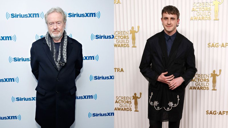 Ridley Scott (Foto: Cindy Ord/Getty Images for SiriusXM) e Paul Mescal (Foto: Frazer Harrison/Getty Images)