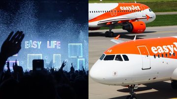Show do Easy Life (Foto: Reprodução/Instagram) e aeronaves da easyJet (Foto: Reprodução/Instagram)