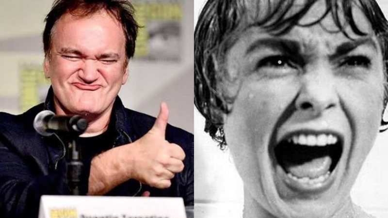 Quentin Tarantino e cena do 'Psicose' original (Reprodução)