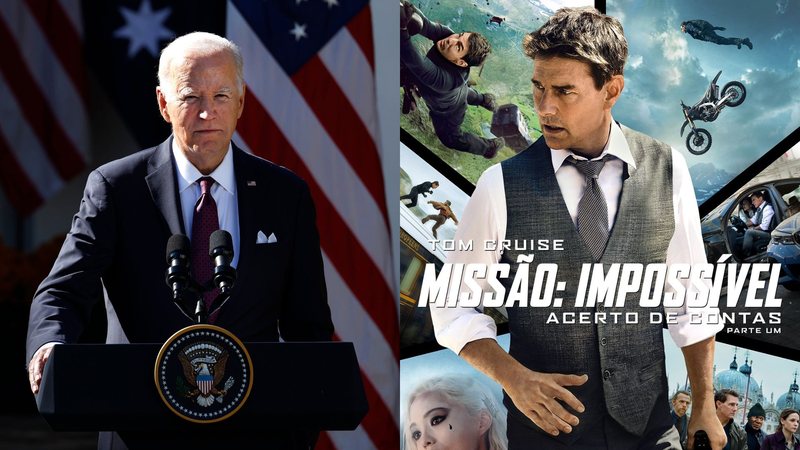 Joe Biden (Foto: Anna Moneymaker/Getty Images) | Pôster de 'Missão: Impossível 7' (Foto: Divulgação)