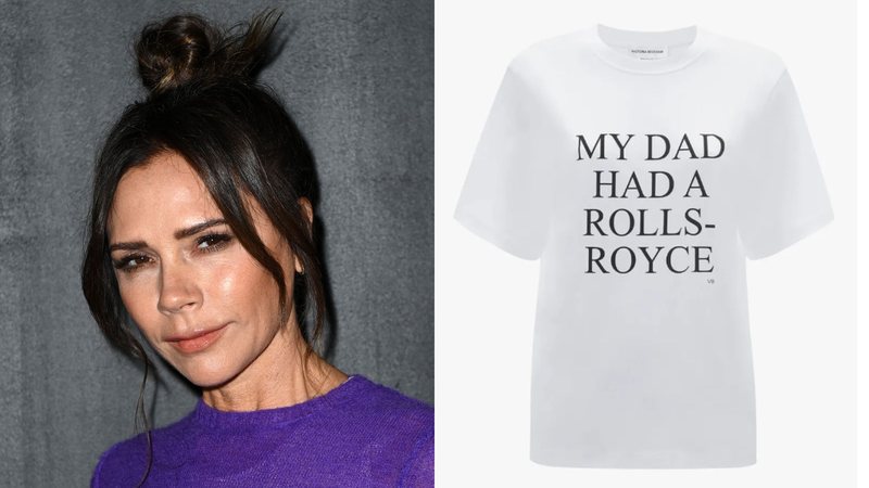 Victoria Beckham (Foto; Pascal Le Segretain/Getty Images) e Camiseta (Imagem: Reprodução)