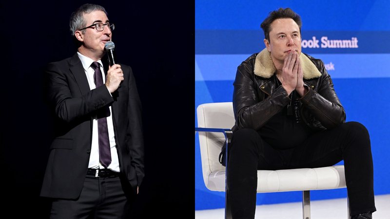John Oliver e Elon Musk (Fotos: Getty Images)
