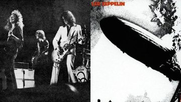 Led Zeppelin em 1973 (Foto: Wikimedia Commons) e capa do disco de estreia da banda (Foto: Divulgação)