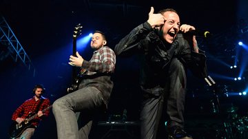 Mike Shinoda e Chester Bennington, do Linkin Park (Foto: Ethan Miller/Getty Images)