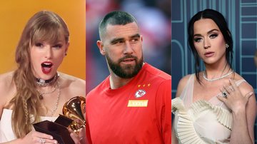 Taylor Swift (Foto: Amy Sussman/Getty Images) | Travis Kelce (Foto: Jamie Squire/Getty Images) | Katy Perry (Foto: Dimitrios Kambouris/Getty Images)