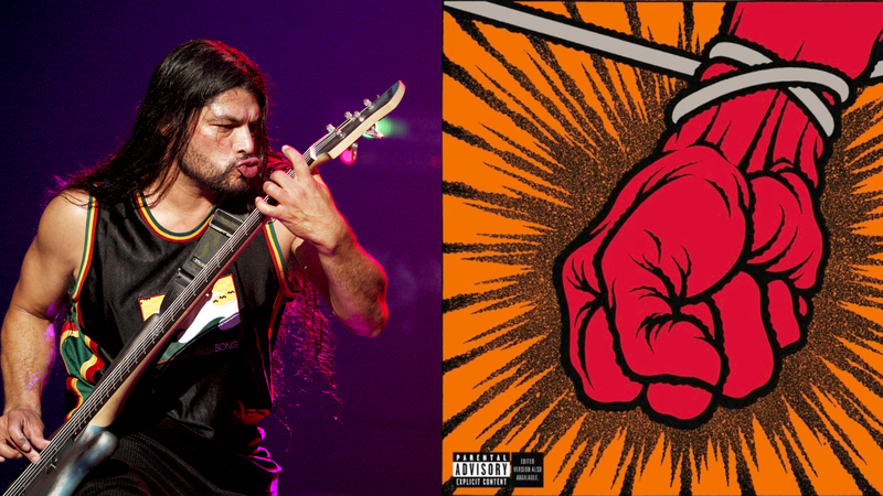 Robert Trujillo e a capa de 'St. Anger' (Getty Images/Reprodução)