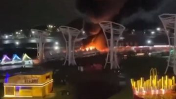 Incêndio no Autódromo de Interlagos aconteceu nas vésperas do Lollapalooza Brasil 2024 (Foto: Reprodução/Twitter)