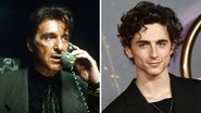 Al Pacino em Fogo contra Fogo (Foto: Reprodução) e Timothée Chalamet (Foto: Jeff Spicer/Getty Images)