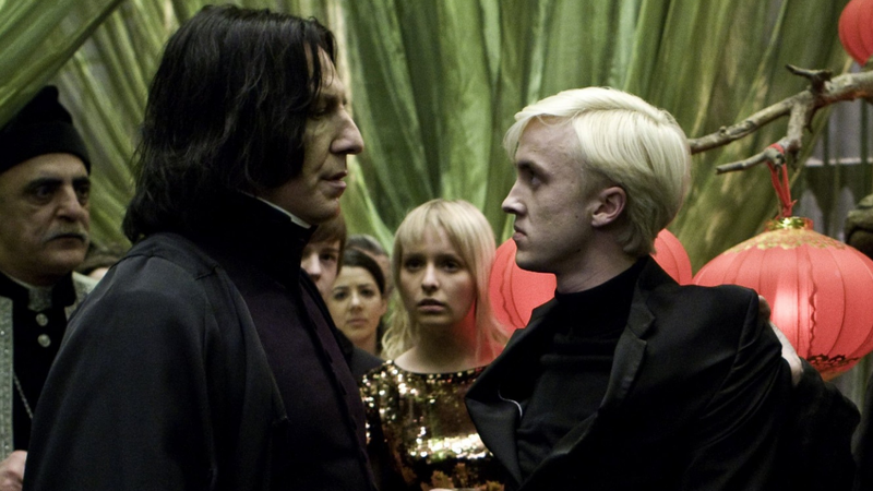 Alan Rickman e Tom Felton em Harry Potter (Foto: Reprodução / Entertainment Weekly)