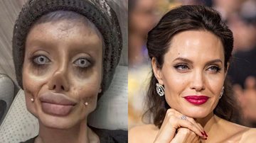 "Angelina Jolie zumbi" (Foto: Reprodução) e Angelina Jolie (Foto: Christopher Polk/Getty Images for The Critics' Choice Awards)