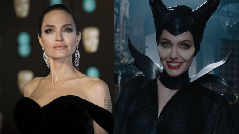 Angelina Jolie antes e depois de virar Malévola (Foto 1: Invision/AP/ Foto 2: Reprodução)