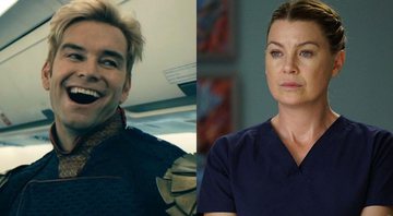 None - Antony Starr como Homelander (Foto: Reprodução/ Amazon Prime Video) e Ellen Pompeo como Meredith Grey em Grey's Anatomy (Foto: Reprodução)