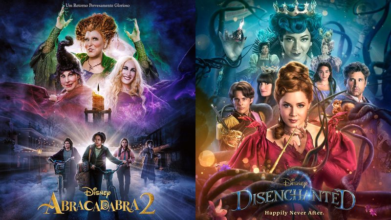 Pôsteres de Abracadabra 2 e Desencantada (Fotos: Divulgação/ Disney)