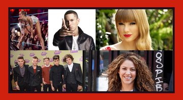 Eminem, Miley Cyrus, One Direction, Taylor Swift e Shakira são algumas das 5 personalidades no Guinness World Records - Créditos: Reprodução / MTV / Acervo