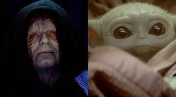 None - Baby Yoda em The Mandalorian/ Palpatine em Retorno de Jedi (foto: reprodução/ Lucasfilm)
