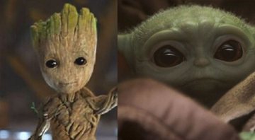 Baby Groot e Baby Yoda (Foto 1: Reprodução/ Foto 2: Reprodução Disney/Lucasfilm)