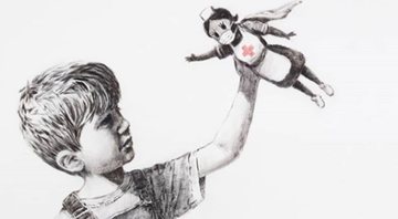 None - Obra Pintando para Santos, de Banksy (Foto: Reprodução / Instagram)