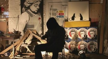 Banksy em cena de documentário (Foto: Reprodução)