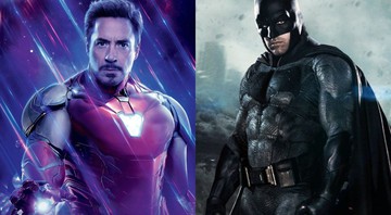 None - Montagem: Robert  Downey Jr. em Vingadores: Ultimato (Foto: Reprodução Marvel) / Ben Affleck em Batman vs Superman: A Origem da Justiça (Foto: Reprodução Warner)