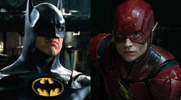 None - Michael Keaton em Batman / Ezra Miller em Liga da Justiça (foto: reprodução/ Warner)