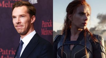None - Benedict Cumberbatch (Foto: Rich Fury/Getty Images) e Scarlett Johansson em Viúva Negra (Foto: Divulgação/Disney)