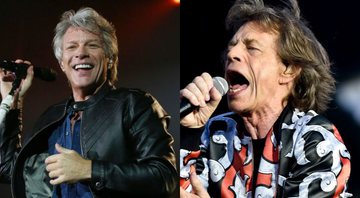 Jon Bon Jovi (foto: Ricardo Matsukawa/ Mercury Concerts) e Mick Jagger, dos Rolling Stones (Foto: Vit Simanek / AP Images)