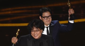 None - Bong Joon Ho, diretor de Parasita e Han Jin Won, roteirista do filme, no Oscar 2020 (Foto:AP Photo/Chris Pizzello)