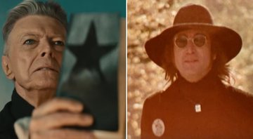 David Bowie no clipe de "Blackstar" e John Lennon no clipe de "Mind Games" (Fotos:Reprodução)