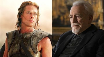 Brad Pitt em Troia (Divulgação/Warner Bros.) e Brian Cox em Succession (Reprodução/HBO)
