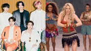 BTS (Foto: Divulgação/Instagram) e Shakira no clipe de 'Waka Waka (This Time for Africa)' (Foto: Reprodução/YouTube)
