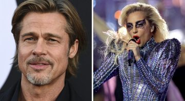 None - Brad Pitt (Foto: Jordan Strauss/Invision/AP) e Lady Gaga se apresenta no Superbowl Halftime Show 2017 (Foto: Ronald Martinez/Getty Images)