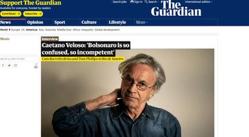 Caetano Veloso na entrevista com o The Guardian (foto: reprodução)