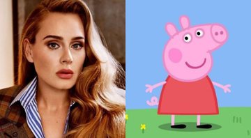 None - Cantora Adele (Foto: Reprodução/Twitter) e desenho animado Peppa Pig (Foto: Divulgação)
