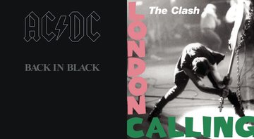 None - Capa dos discos Back in Black, do AC/DC, e London Calling, do The Clash (Fotos: Reproducao via Rolling Stone EUA)