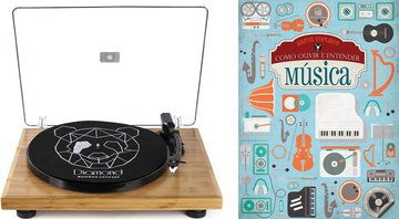 Vitrola, jukebox, máscara de dormir com fone de ouvido e muitos outros itens para os amantes de música - Reprodução/Amazon