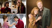 Rony e Lilá (acima), Hermione e Viktor Krum (abaixo), Sr. e Sra. Weasley (dir.) (Fotos: Divulgação / Warner)
