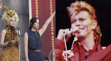 Cena de Jogos Vorazes: Em Chamas (Foto: Reprodução/Instagram) e David Bowie (Foto: Wikimedia Commons)