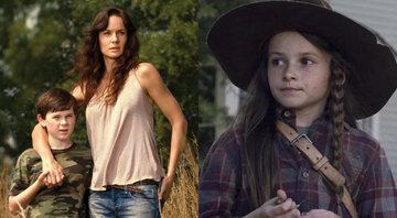 Chandler Riggs (Carl), Sarah Wayne Callies (Lori) e Cailey Fleming (Judith) em The Walking Dead (Fotos: Divulgação)