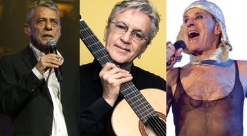 None - Chico Buarque, Caetano Veloso e Ney Matogrosso (montagem/ Divulgação)