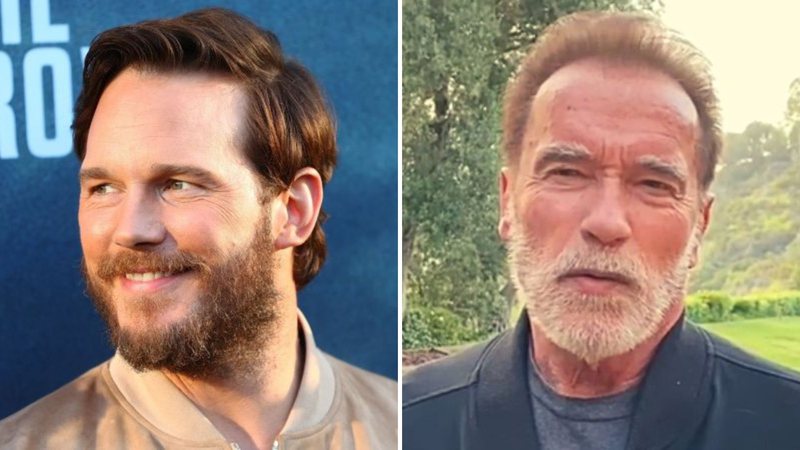 Chris Pratt (Foto: Matt Winkelmeyer/Getty Images) e Arnold Schwarzenegger (Foto: Reprodução)