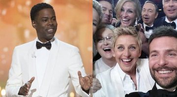 None - Chris Rock no Oscar 2016 (Foto: Reprodução) e Selfie das celebridades no Oscar 2014 (Foto: Reprodução)
