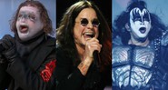 Corey Taylor, Ozzy Osbourne e Gene Simmons (Foto 1: Henny Ray Abrams/AP | Foto 2: Reprodução/ Jimmy Kimmel Live/ Youtube | Foto 3:  Amy Harris/Invision/AP)