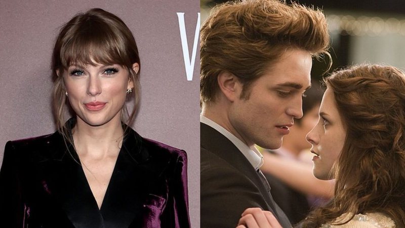 Taylor Swift (Foto: Dimitrios Kambouris / Getty Images) e Robert Pattinson e Kristen Stewart (Foto: Reprodução / Paramount Pictures)