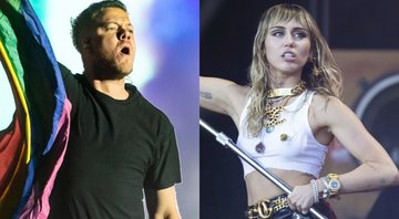 None - Imagine Dragons se apresenta na última noite do Rock in Rio 2019 e Miley Cyrus (Foto 1: Ariel Martini / I Hate Flash | Foto 2: Reprodução)