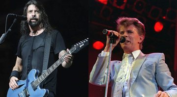 None - Montagem de Dave Grohl, do Foo Fighters, e David Bowie (Foto 1: Greg Allen / AP | Foto 2: AP)