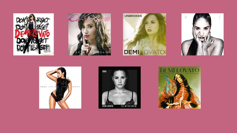 Capas dos discos de Demi Lovato, disponíveis na Amazon